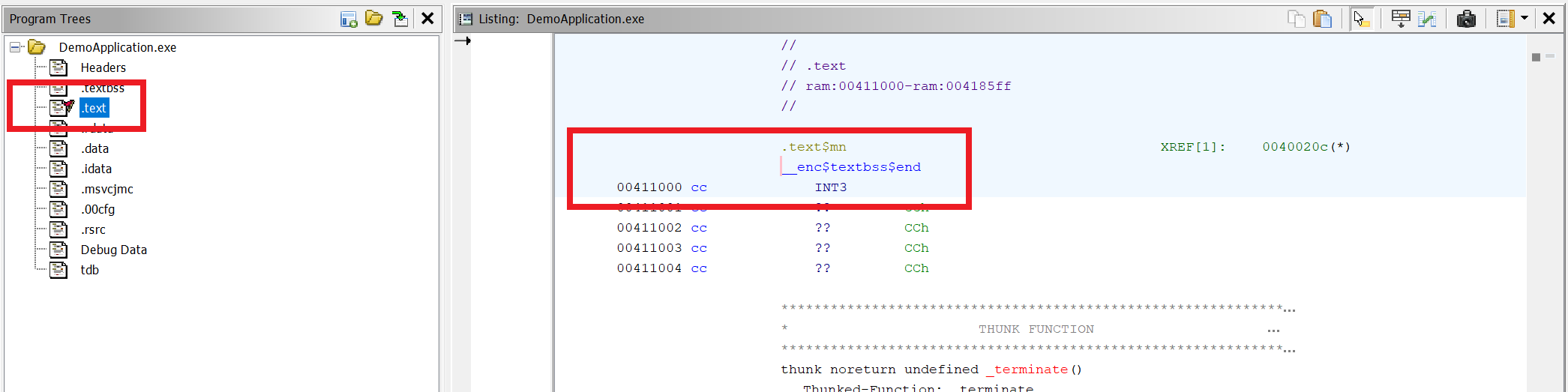 Ghidra .text segment